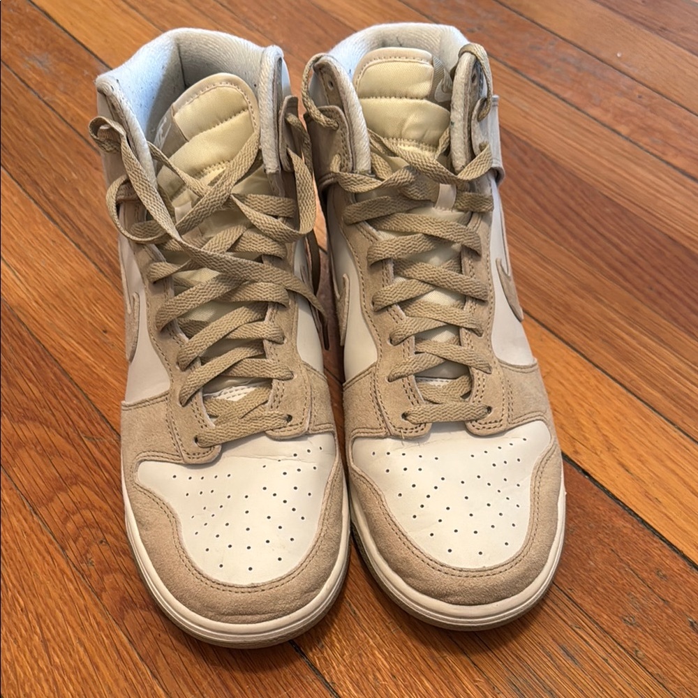 Neutral High-Top Sneakers in Beige and Cream
